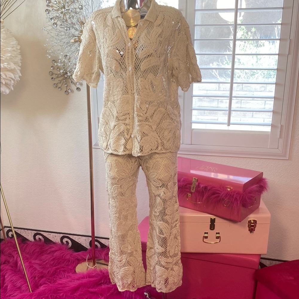 Ivory Lace Crochet 2-Piece Set